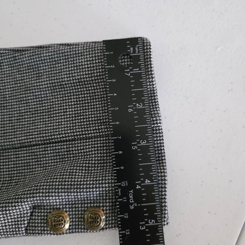 Talbots‎ Women's Size M Houndstooth Plaid Stretch Ankle Pants Gold Button Detail